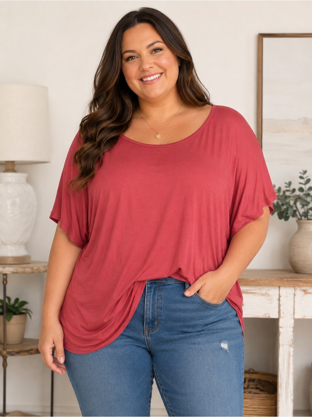 A.gain Short Sleeve Scoop Neck Tee Size 2X
